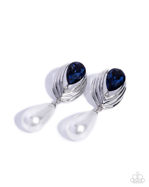 Paparazzi Elegantly Enraptured - Blue Pearl Earrings