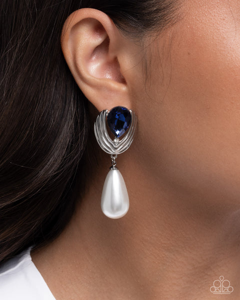 Paparazzi Elegantly Enraptured - Blue Pearl Earrings