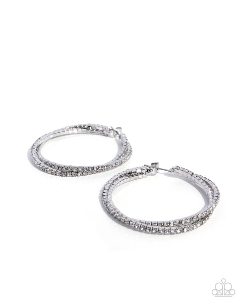 Paparazzi Shopping for Sparkle - White Hoop Earrings