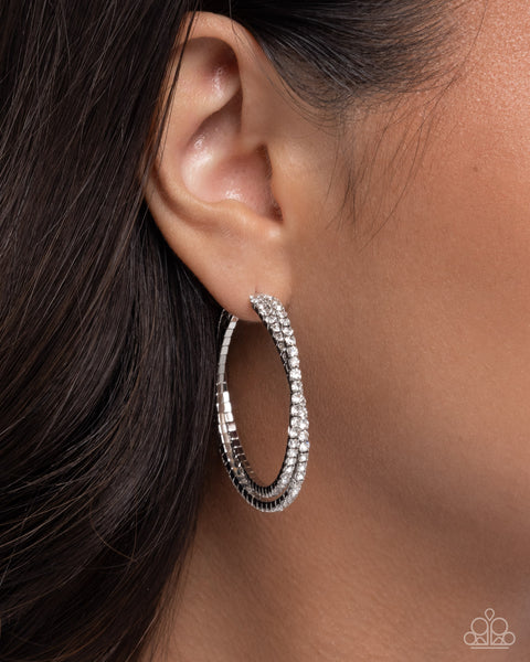 Paparazzi Shopping for Sparkle - White Hoop Earrings