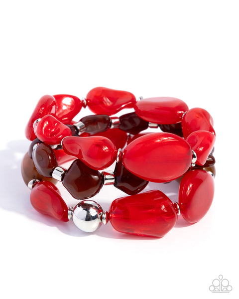 Paparazzi Sneaky Swirls - Multi Necklace and Soothing Stack Red Bracelet