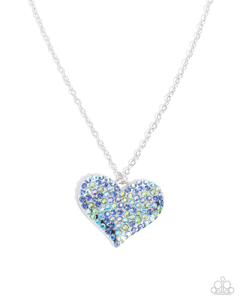 COMING SOON Paparazzi Huge Heart - Blue Iridescent Necklace