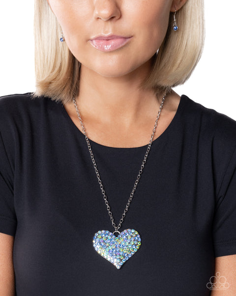 COMING SOON Paparazzi Huge Heart - Blue Iridescent Necklace