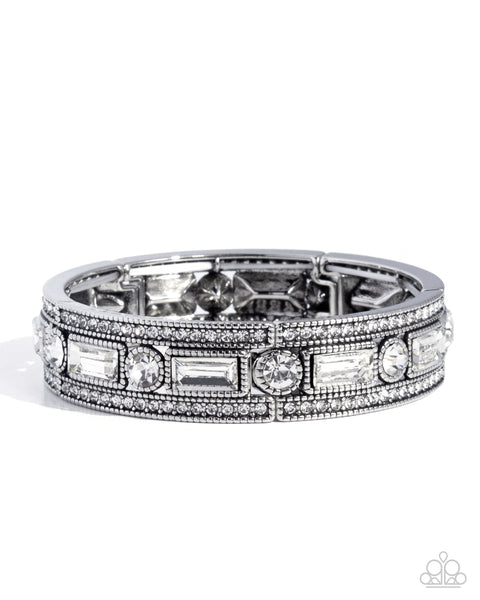 Paparazzi Twinkling Tiers - White Bracelet