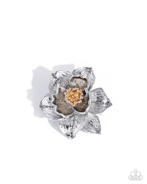 Paparazzi Flourishing Flair - Silver Brooch