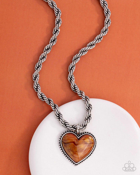 COMING SOON Paparazzi Romantic Rhythm - Orange Heart Necklace