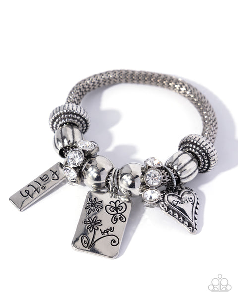Paparazzi Hopeful Hangout - White Charm Bracelet