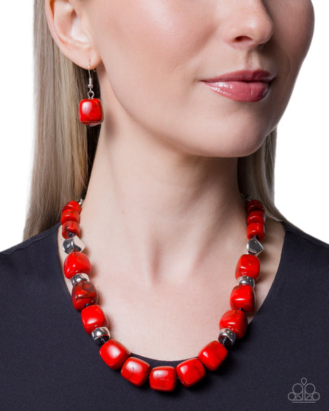 Paparazzi Dramatic Dare - Red Necklace
