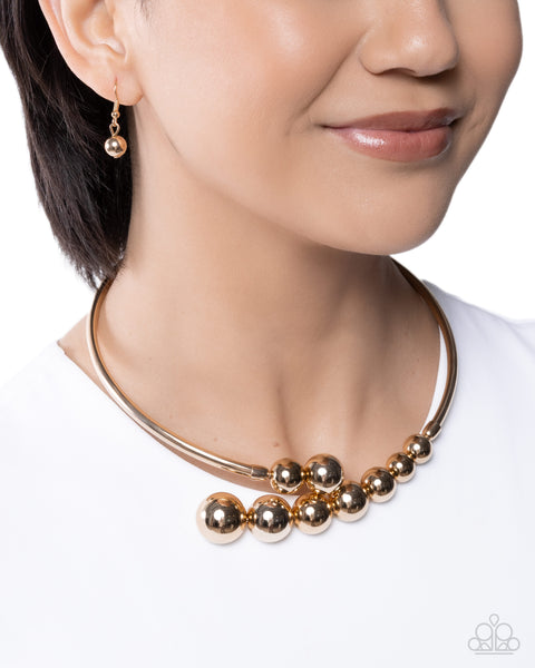 COMING SOON Paparazzi Smoldering Showcase Necklace  & Graduated Grunge Earrings- Gold Set