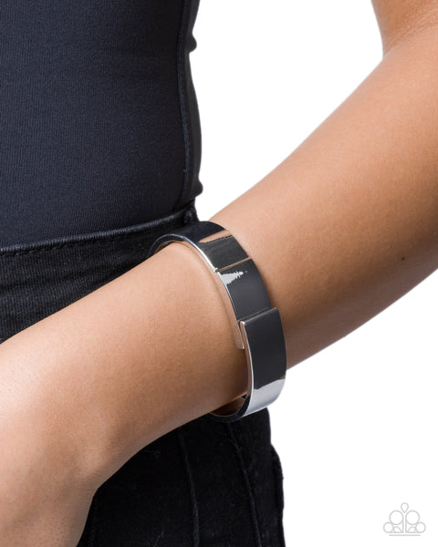 Paparazzi Industrial Ideal Hinged Silver Bracelet