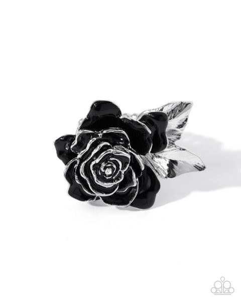 COMING SOON Paparazzi Ready with Roses - Black Flower Ring