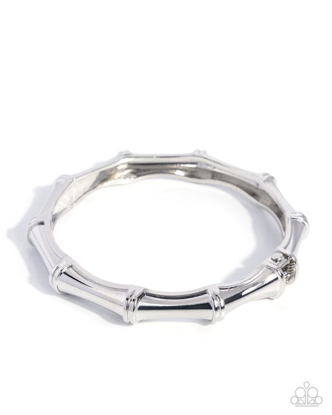 COMING SOON Paparazzi Textured Tale Bamboo Silver Hinged Bracelet