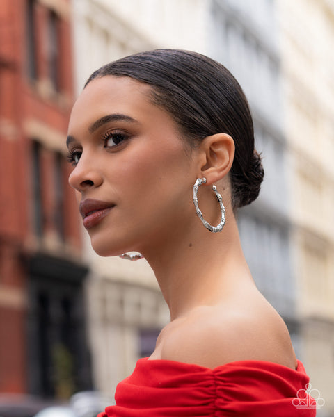 COMING SOON Paparazzi Custom Confidence Bamboo- Silver Hoop Earrings