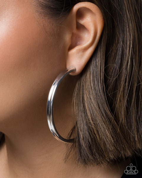 Paparazzi Sleek Staple - Silver Hoop Earrings