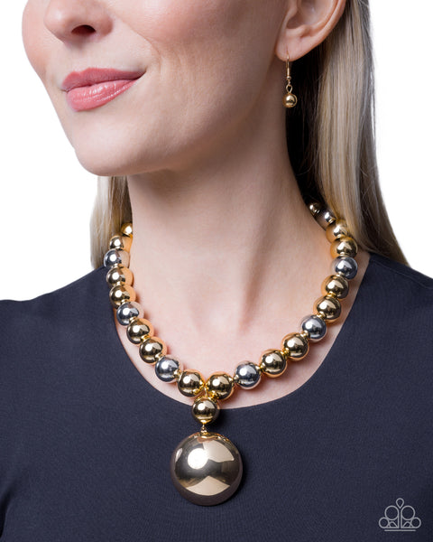 COMING SOON Paparazzi Taking A Shine To Necklace & Boldly Balanced Earrings Multi Gold Set