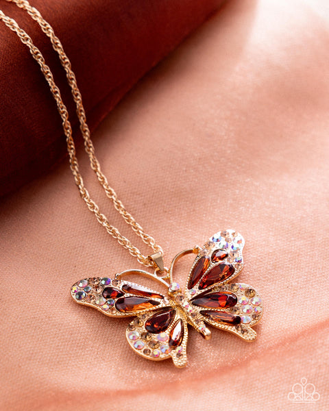 COMING SOON Paparazzi Soaring Shanty - Brown Butterfly Necklace