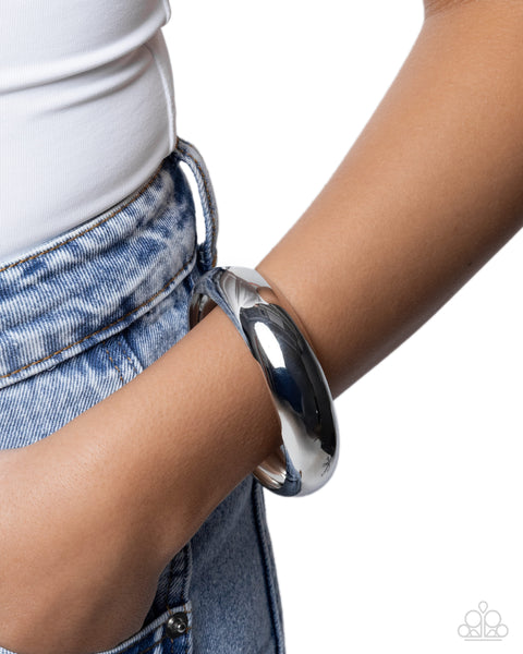 COMING SOON Paparazzi 
Sleek Shanty - Silver Bangle Bracelet