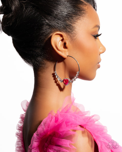 COMING SOON Paparazzi Courting Confidence Earrings & Valentines Vibe - Heart Choker Necklace - UV Pink Set
