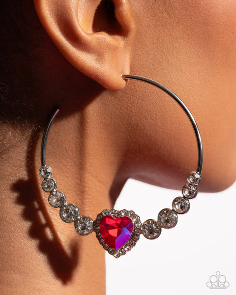 COMING SOON Paparazzi Courting Confidence Earrings & Valentines Vibe - Heart Choker Necklace - UV Pink Set