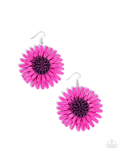 COMING SOON Paparazzi Crafted Color - Pink Flower Earrings
