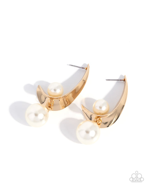 COMING SOON Paparazzi 
Poised Peek Pearl Gold Earrings