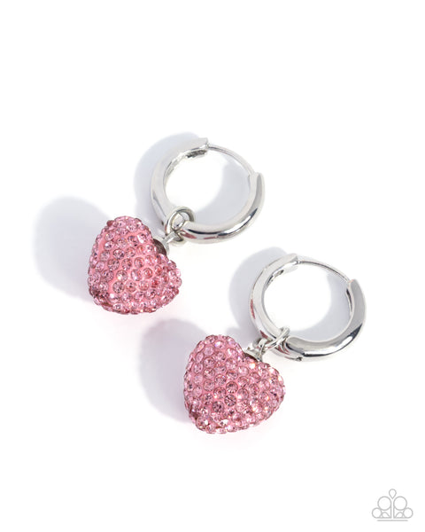 Paparazzi Affectionate Aim Heart Pink Mini Hoop Earrings