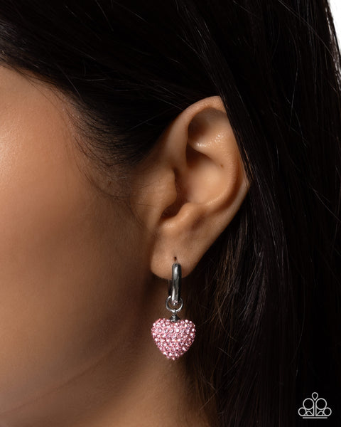 Paparazzi Affectionate Aim Heart Pink Mini Hoop Earrings