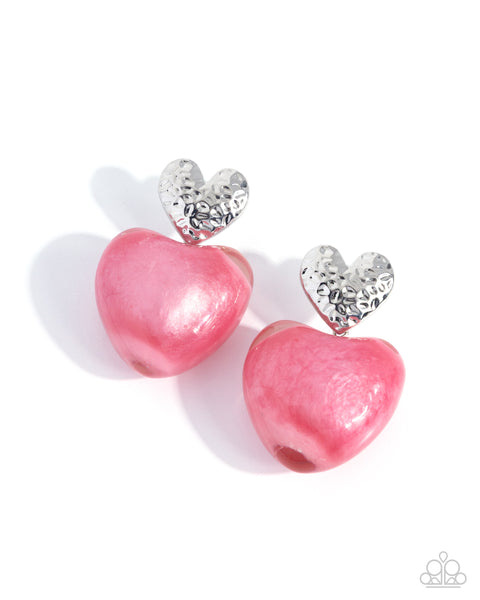 Paparazzi Mesmerizing Melody Heart Pink Earrings