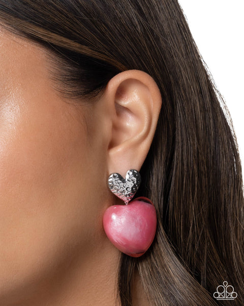 Paparazzi Mesmerizing Melody Heart Pink Earrings