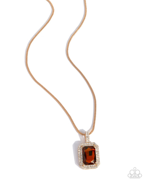 Paparazzi Exaggerated Emerald - Brown Necklace