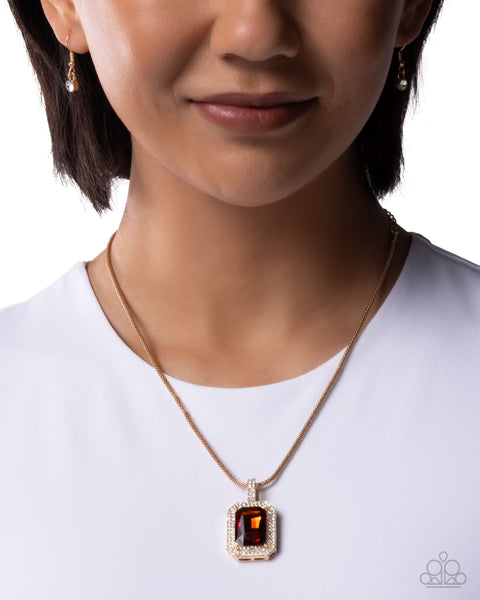 Paparazzi Exaggerated Emerald - Brown Necklace