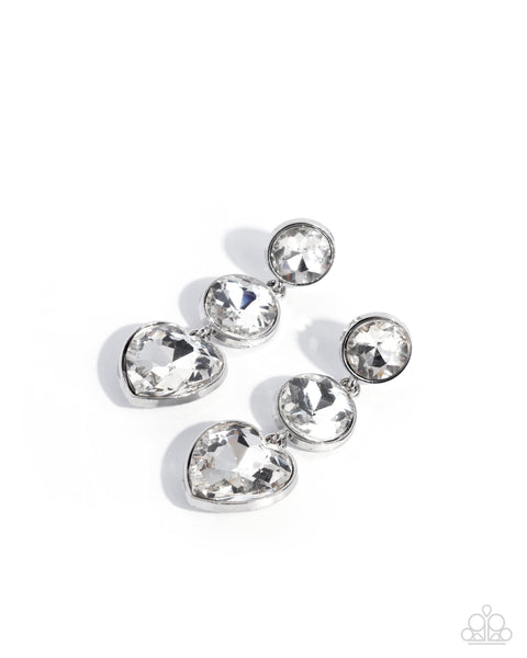 Paparazzi Pretty Poised - Heart White Earrings