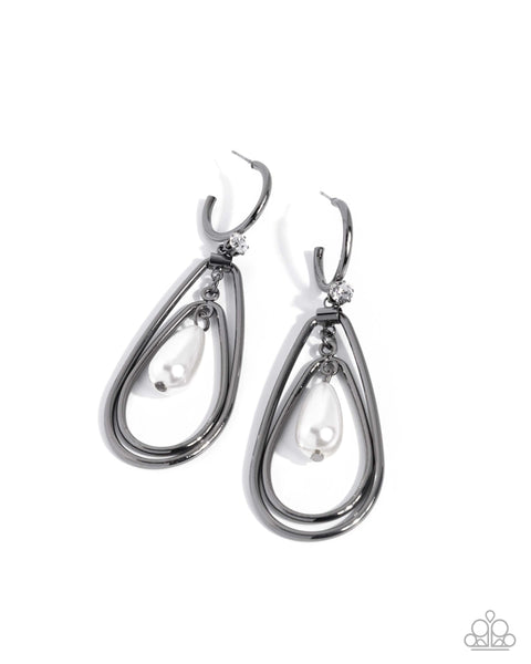 Paparazzi Colorful Composition Pearl - Black Earrings