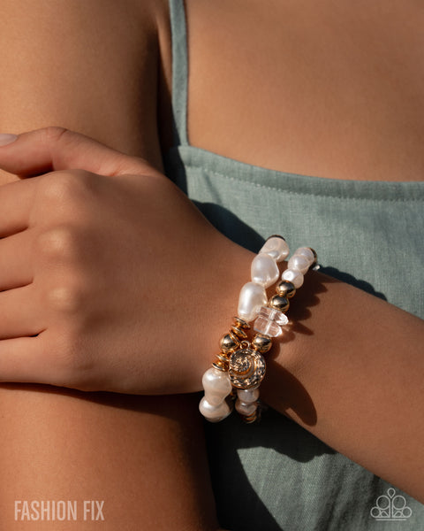 Paparazzi Melodic Mermaid - Pearl Gold Bracelet