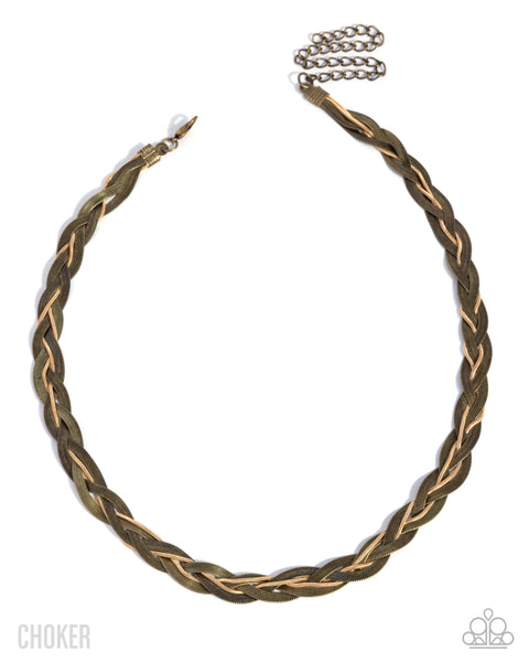 COMING SOON Paparazzi 
Braided Boundary - Brass Necklace