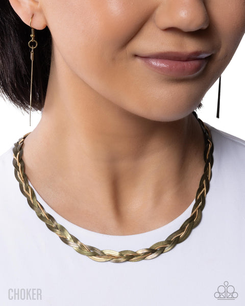 COMING SOON Paparazzi 
Braided Boundary - Brass Necklace