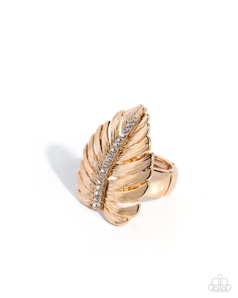 Paparazzi Lavish Leaf Earrings & Palm Lagoon Ring Gold