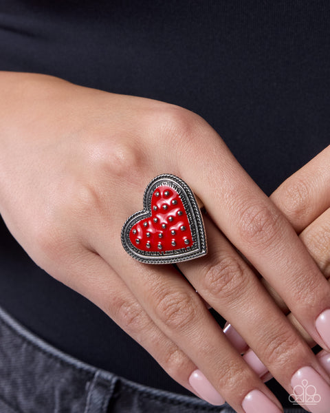 COMING SOON Paparazzi Painted Production Heart Red Ring