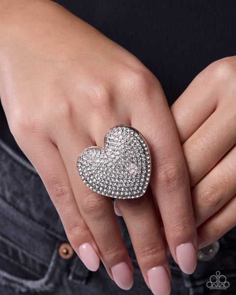 Paparazzi Reliable Romance Heart- White Ring