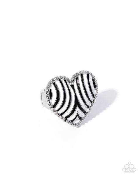 COMING SOON Paparazzi Zebra Fashion - Black Heart Ring
