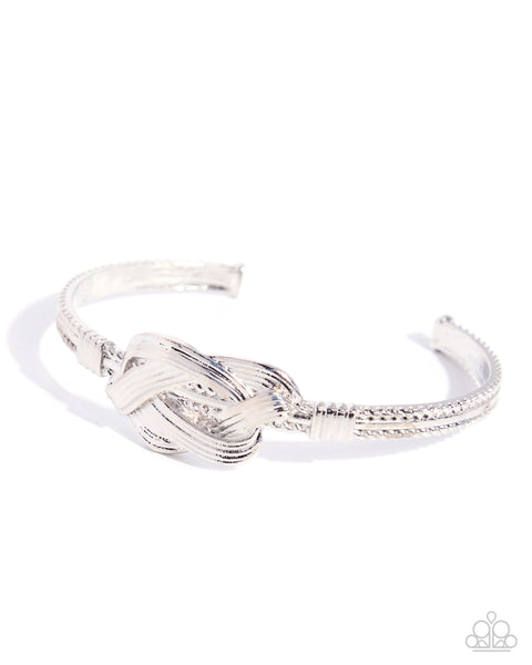 Paparazzi You Are KNOT Alone Earrings & More Often Than KNOT Cuff Bracelet - Silver Set