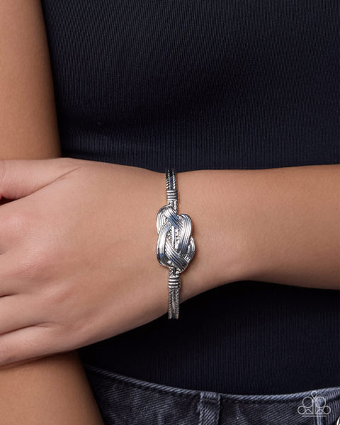 Paparazzi You Are KNOT Alone Earrings & More Often Than KNOT Cuff Bracelet - Silver Set