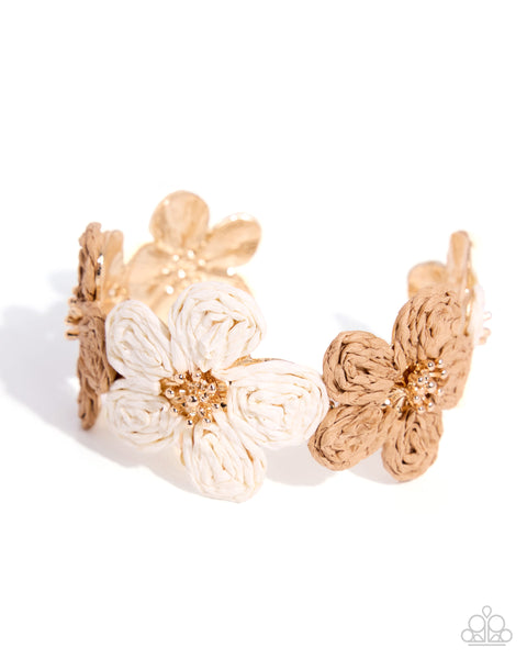 Paparazzi Rustic Raffia - Brown Cuff Bracelet