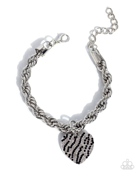 Paparazzi Striped Selfie Necklace & Striped Sentiment Bracelet - Black Set