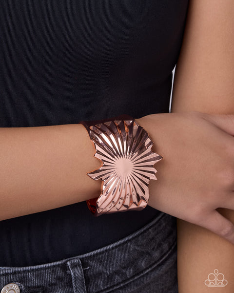 Paparazzi Confident Companion Cuff Bracelet & Stella Sense Earring Copper Set