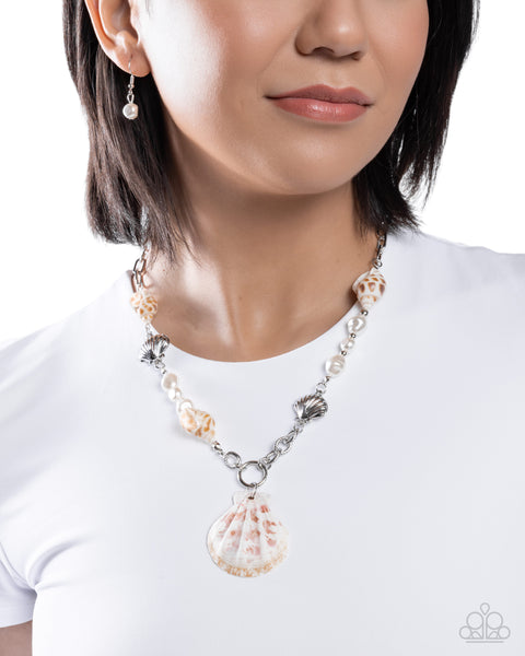 Paparazzi Stable Shells - White Necklace