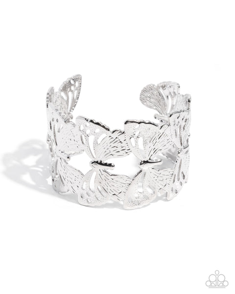 COMING SOON Paparazzi Ready to Fly - Silver Butterfly Cuff Bracelet