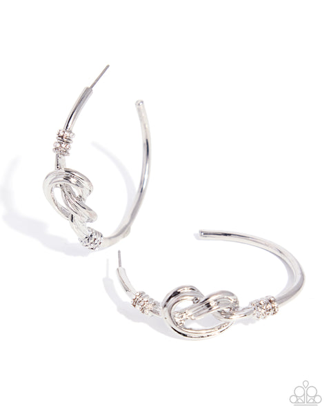 Paparazzi You Are KNOT Alone Earrings & More Often Than KNOT Cuff Bracelet - Silver Set