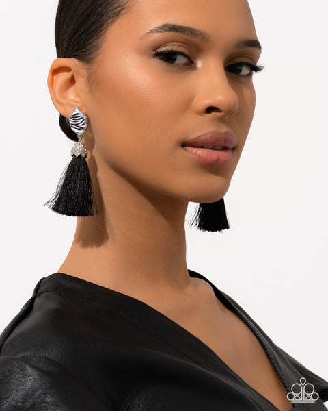 COMING SOON Paparazzi Iconic Zebra - Black Tassel Earrings