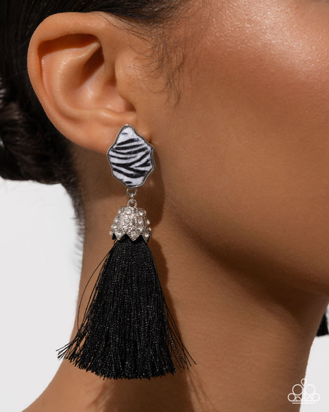 COMING SOON Paparazzi Iconic Zebra - Black Tassel Earrings